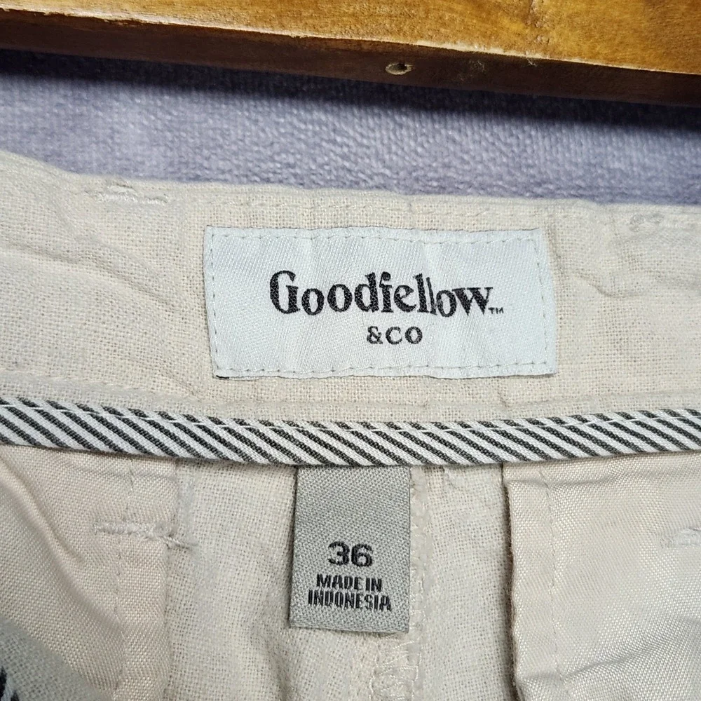 Goodfellow & Co Mens 36 Every Wear Linen Cotton Blend Shorts Beige 9 Inseam